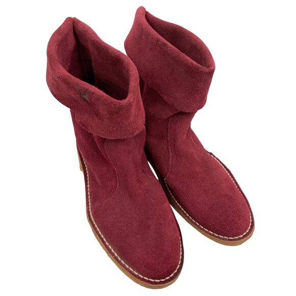 VTG Rare Mens Playboy Burgundy Suede Ankle Boots Size 8.5 Spain Z10672 nonslip - Picture 1 of 12